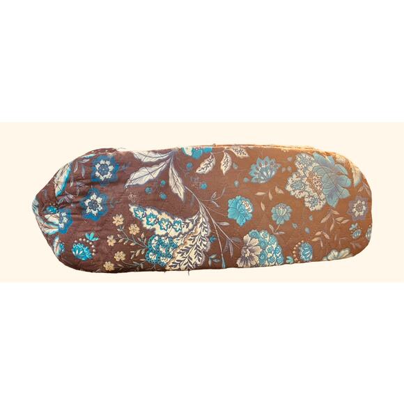 Floral Large Tote Bag in Brown , Blues, White, and Tan. 17” x 14” x 5.5” - Picture 3 of 9